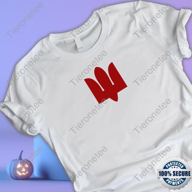 White Red Tryzub Long Sleeve Tee Shirt