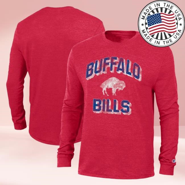 Stadium Fit Buffalo Bills Champion Fanatics Tee Buffalo Bills Champion Red Tri-Blend Season Merch
