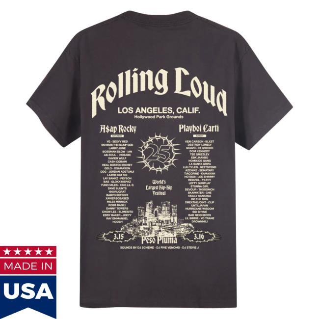 Rolling Loud RL LA 25 Black Lineup Tshirt
