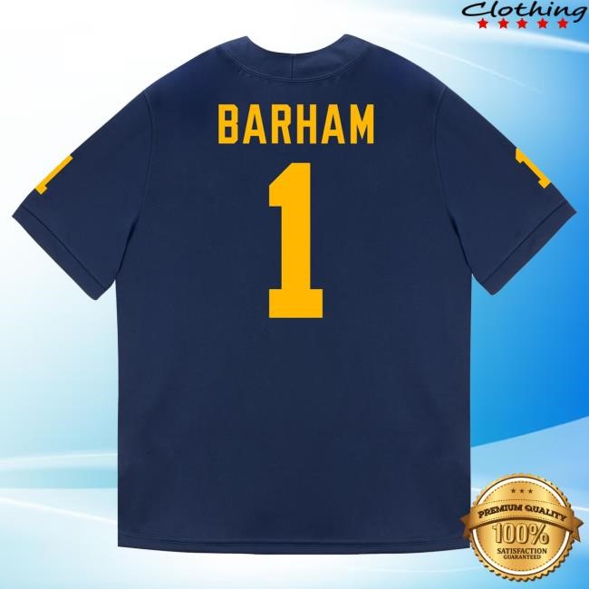 The M Den Michigan Wolverines #1 Jaishawn Barham Student Athlete Blue Football Jersey T Shirt