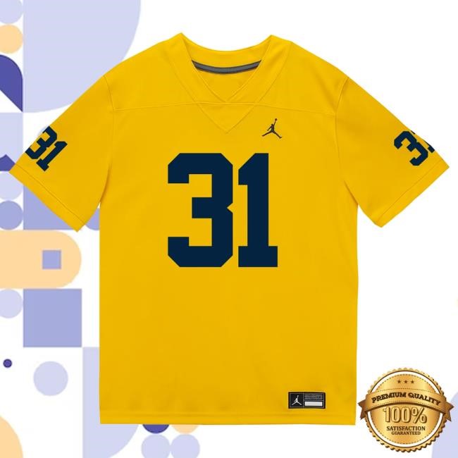 The M Den Michigan Wolverines #31 Nico Andrighetto Student Athlete Maize Football Jersey New Shirt