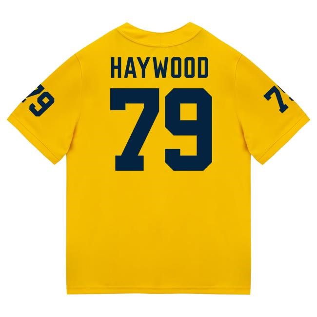The M Den Michigan Wolverines #79 Ty Haywood Student Athlete Maize Football Jersey Hot Shirt
