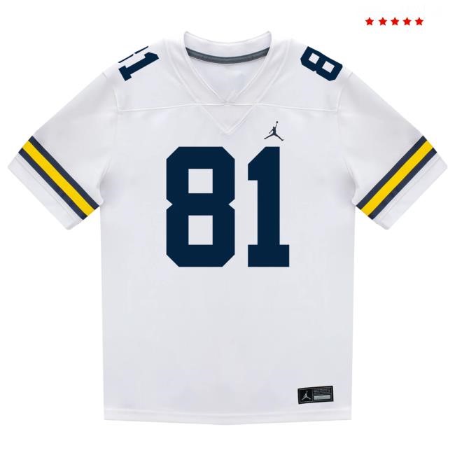 The M Den Michigan Wolverines #81 Peyton O'Leary Student Athlete White Football Jersey Tshirt