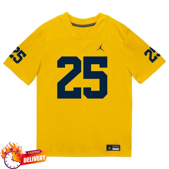 The M Den Michigan Wolverines #25 Mason Curtis Student Athlete Maize Football Jersey T Shirt