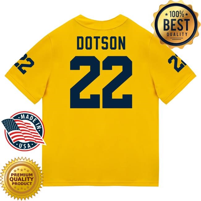 The M Den Michigan Wolverines #22 Elijah Dotson Student Athlete Maize Football Jersey Tshirt