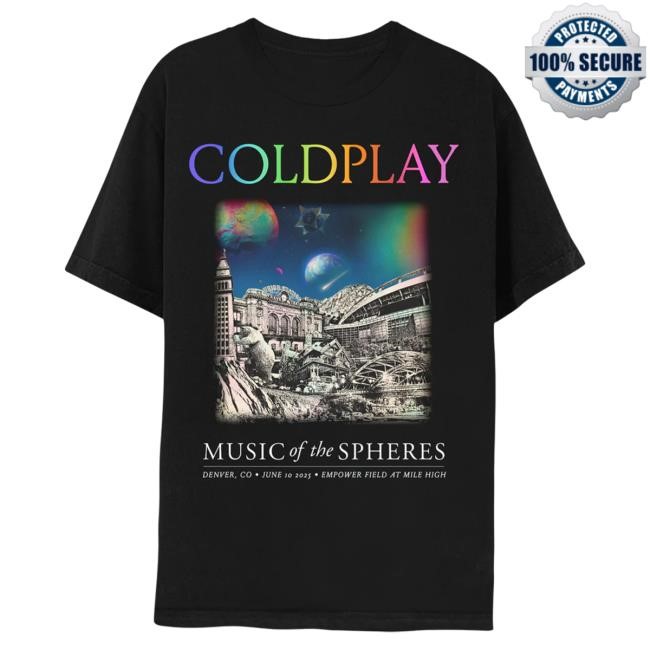 Official Coldplay Denver Music Of The Spheres Limited Edition Tour Tee