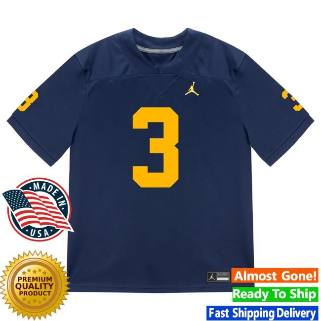 The M Den Michigan Wolverines #3 Jaden Mangham Student Athlete Blue Football Jersey T Shirt