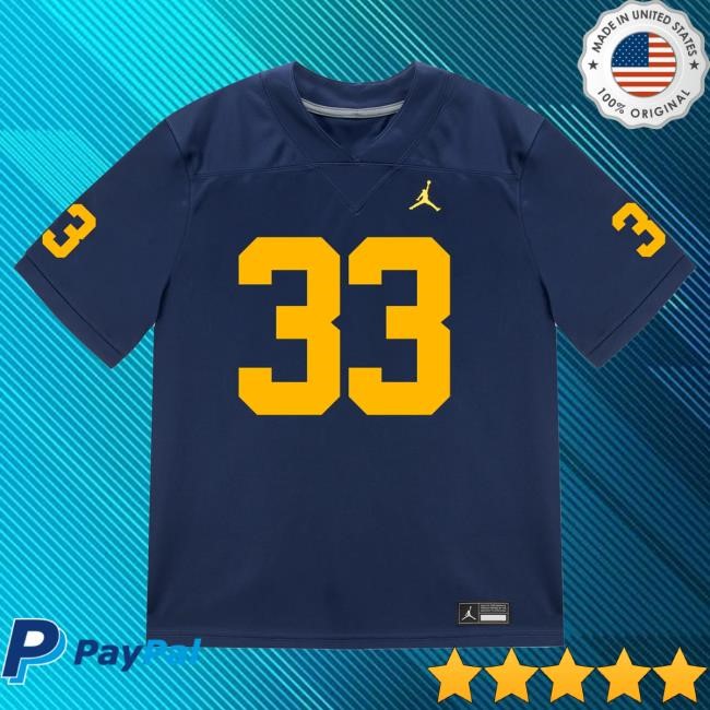 The M Den Michigan Wolverines #33 Dominic Nichols Student Athlete Blue Football Jersey T Shirt