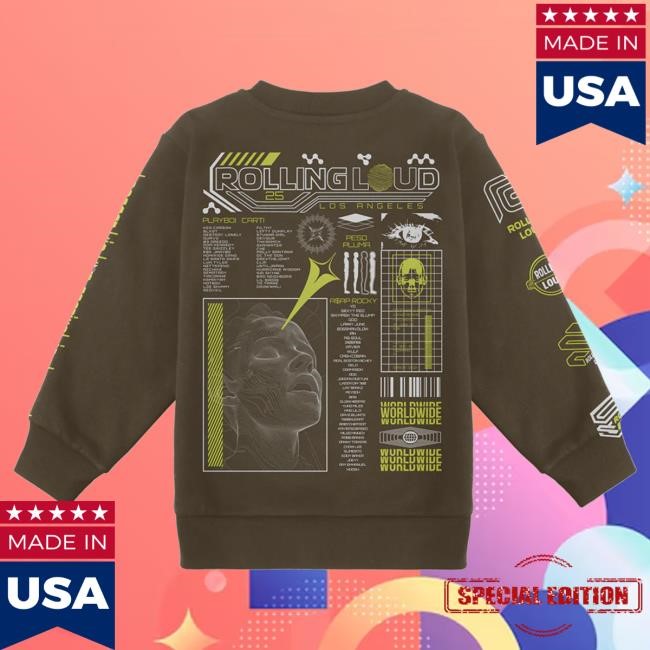 Rolling Loud RL LA 25 Anti Chaos Brown Long Sleeve Tee Official Rolling Loud Merch Store