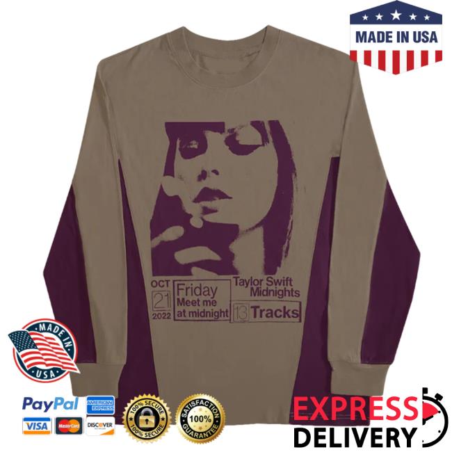 Taylor Swift Merch Taylor Swift Midnights Album Cover Friday Meet Me At Midnight Long Sleeve