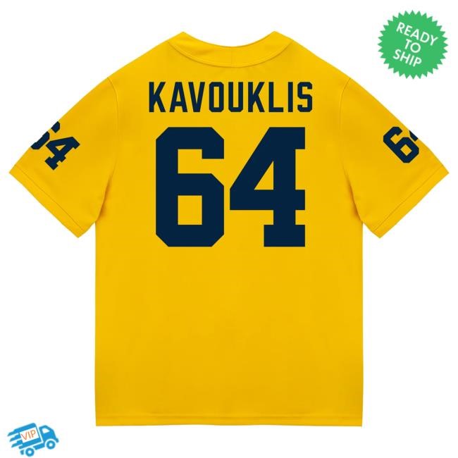 The M Den Michigan Wolverines #64 James Kavouklis Student Athlete Maize Football Jersey Tee