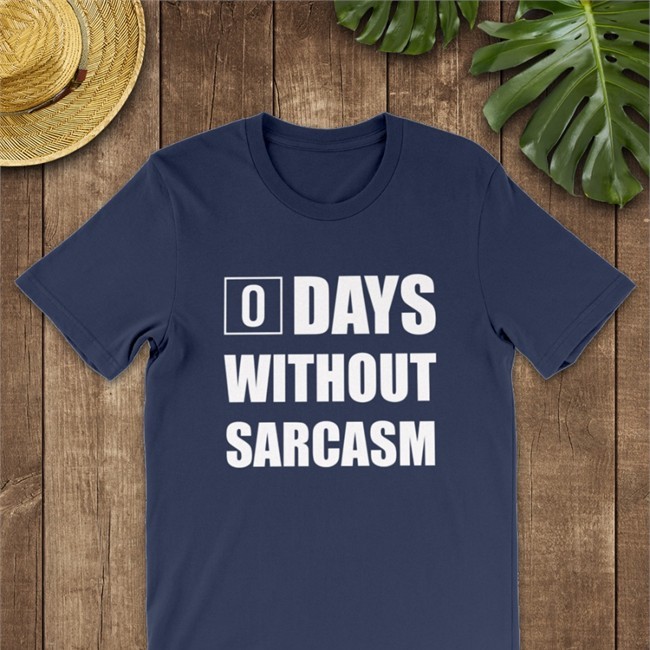 Casey Stern 0 Days Without Sarcasm Long Sleeve Tee Shirt Navy