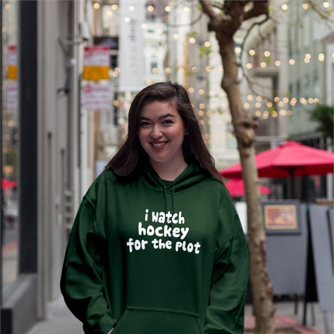 I Watch Hockey For The Plot Hooded Sweatshirt Hockey Enjoyer Store