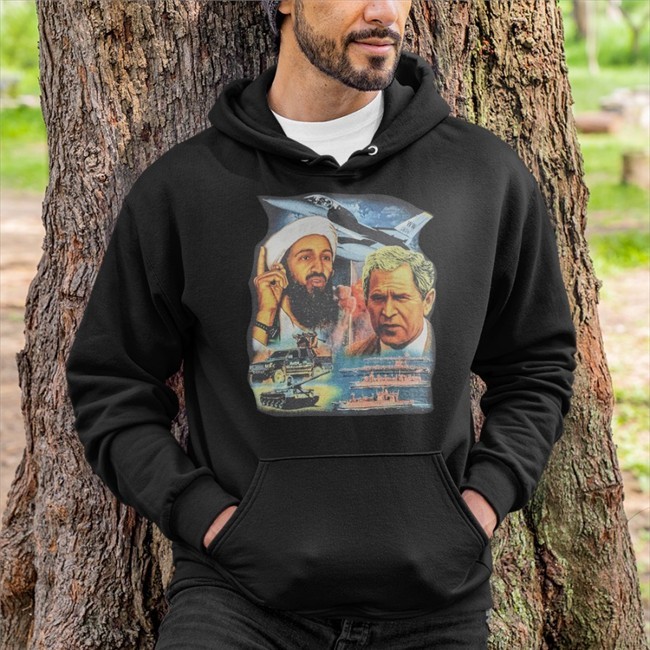 Illusive Music Merch Osama Bin Laden And George W Bush Pure Evil Gas Station Hoodie T A S H
