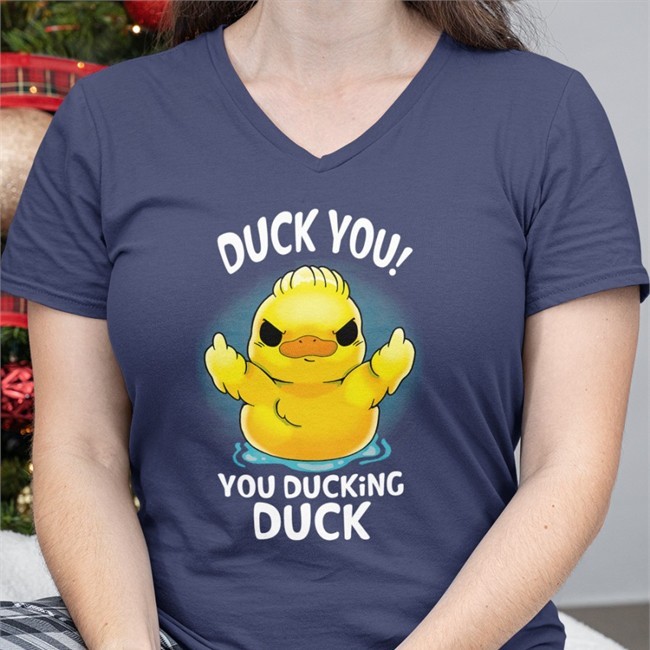 Qwertee Store Merch Duck You You Ducking Duck Shirt Navy QwerTee