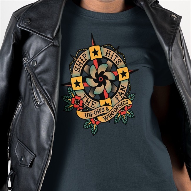 Ship Hits The Fan Tattoo Baseball Sleeve Tee Shiphitspod