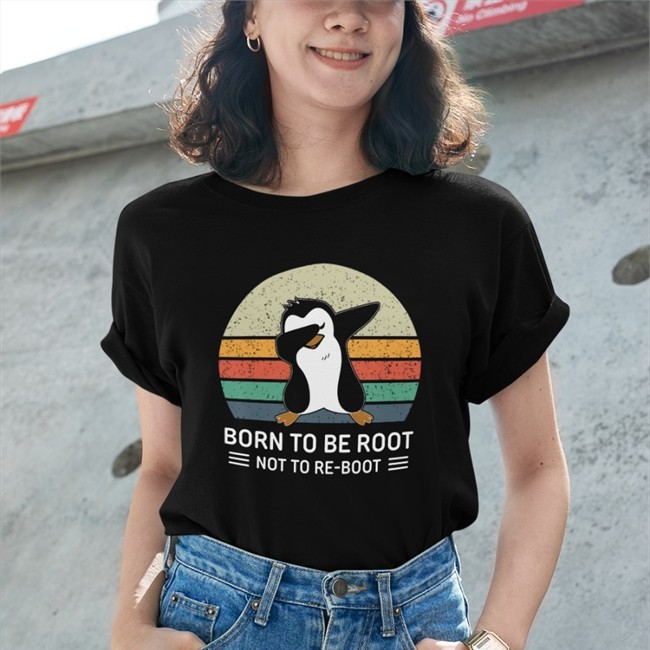Linux Born To Be Root Not To Re Boot Shirt Black Ellopunk