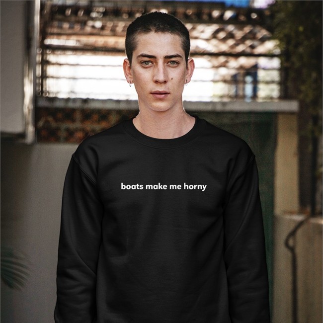 Sadie Crowell Merch Boats Make Me Horny Crewneck Sweatshirt Black
