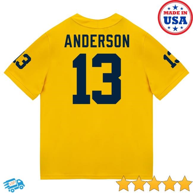 The M Den Michigan Wolverines #13 Caleb Anderson Student Athlete Maize Football Jersey Shirts