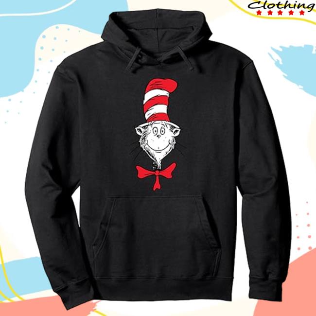 The Cat in the Hat Face Pullover Vintage Hoodie Dr Seuss Official Shop Merch