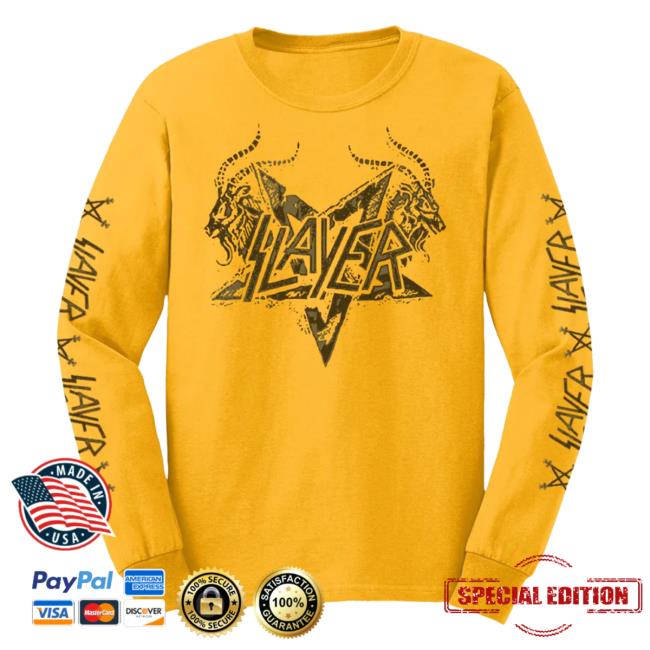 Official Slayer Clothing Store Shop Merch Vintage Horns Long Sleeve Shirt New