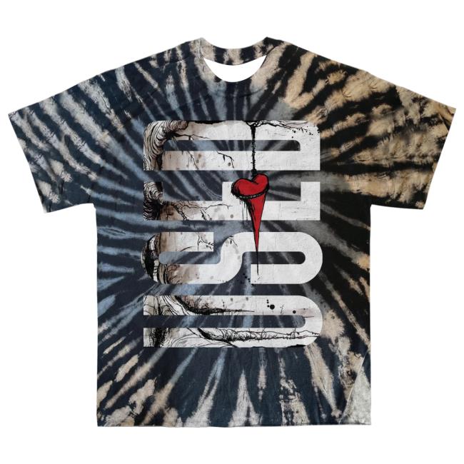 The Used Band Merch Shop Vertical Heart Dye Tee Shirt