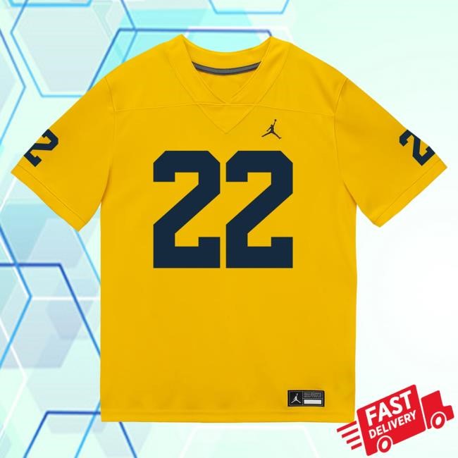 The M Den Michigan Wolverines #22 Justice Haynes Student Athlete Maize Football Jersey Tees