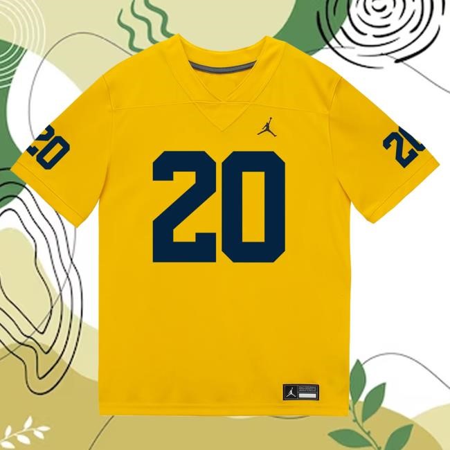 The M Den Michigan Wolverines #20 Jyaire Hill Student Athlete Maize Football Jersey Shirt